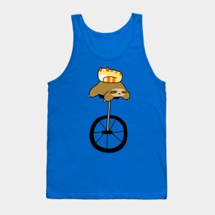 Unicycle Sloth and Tabby Tank Top